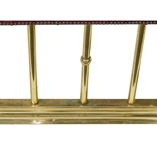 2000 - 2009 Large Brass and Leather Fireplace Club Fender, 2000 For Sale - Image 5 of 9