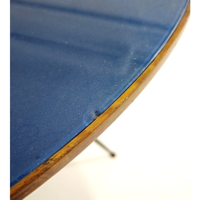 Round Table in Blue Glass, Wood and Black Metal, Italy, 1950s For Sale - Image 13 of 15