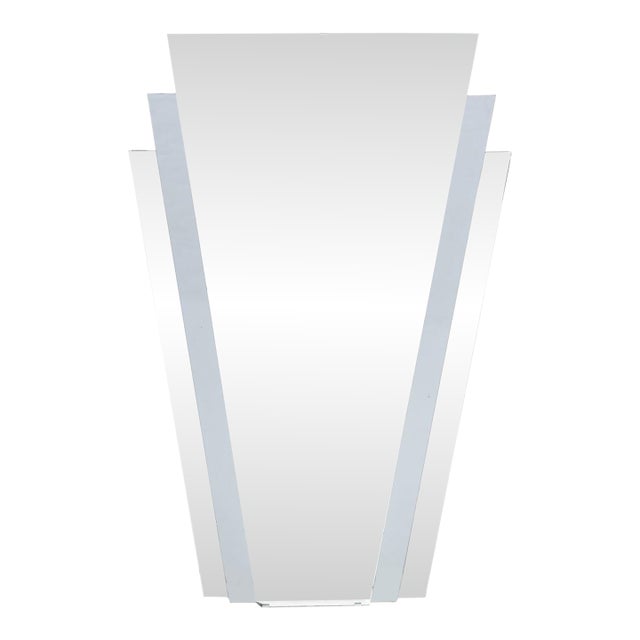 Skyscraper Style Fan Form Beveled Glass Mirror For Sale
