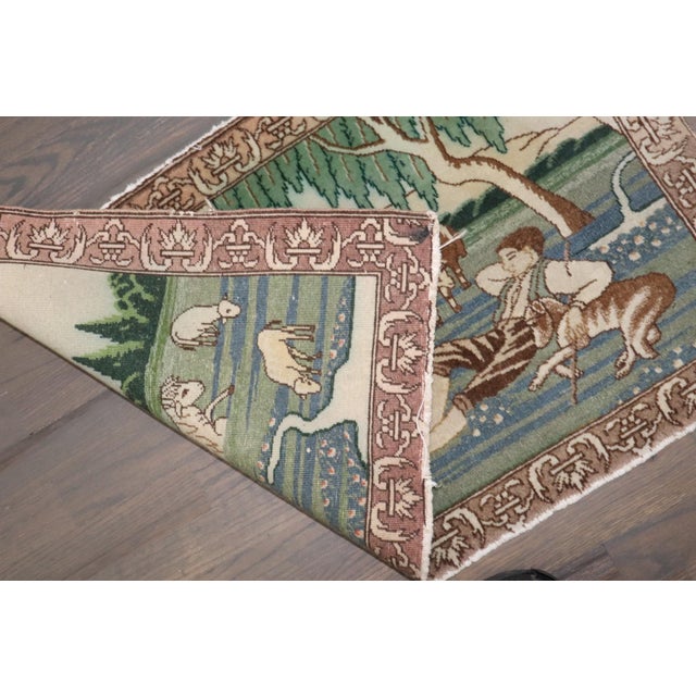 Vintage Persian Tabriz Sheep Pictorial Rug no. j4038 For Sale In New York - Image 6 of 6