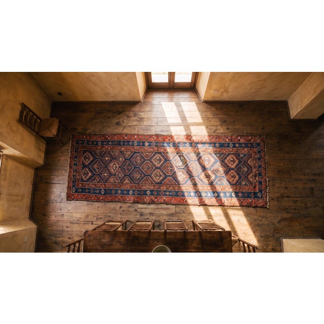 Ruby Red 1880s Red Ruby Diamond Traditional Antique n.w. Persian Malayer Rug 3'2" X 13' Hand Knotted Wool Carpet For Sale - Image 8 of 9
