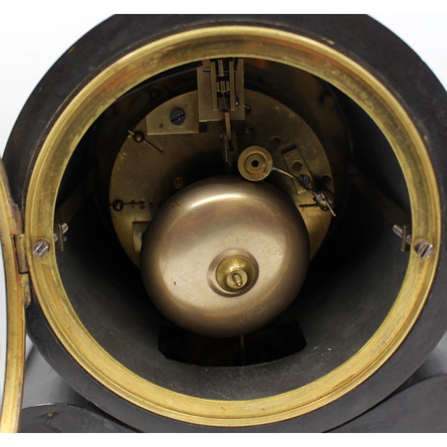 Black Mid-19th Century French Slate & Marble Mantle Clock For Sale - Image 8 of 11
