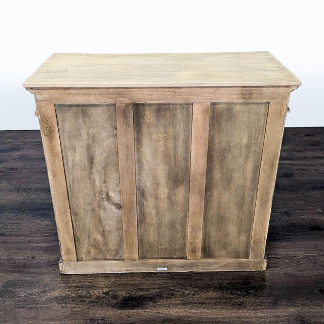 Tan Two Door Cabinet With Molded Designs on Doors For Sale - Image 8 of 12