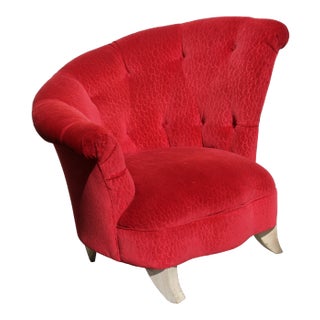 Hollywood Regency Grosfeld House Ruby Red Lounge Chair For Sale
