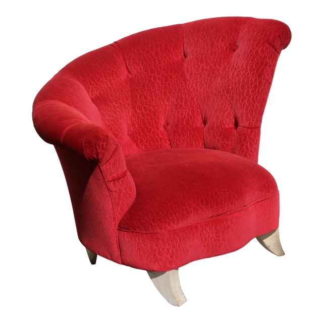 Hollywood Regency Grosfeld House Ruby Red Lounge Chair For Sale