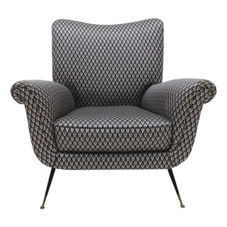Mid-Century Modern Armchair in Serpentino Fabric by Gigi Radice For Sale