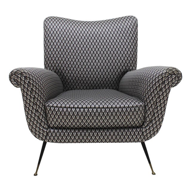 Mid-Century Modern Armchair in Serpentino Fabric by Gigi Radice For Sale