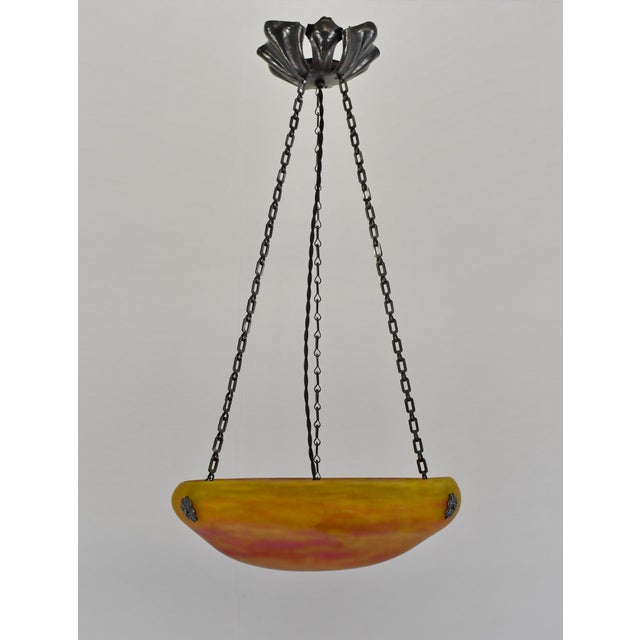 Art Deco French Art Deco Pendant Light by Daum & Majorelle - 1925 Chandelier France For Sale - Image 3 of 11