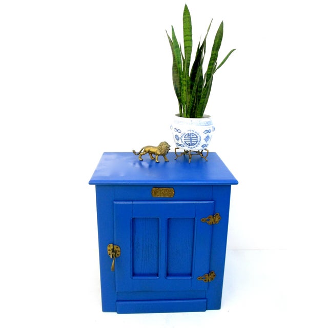 Cobalt Blue Vintage White Clad Side Table Chairish
