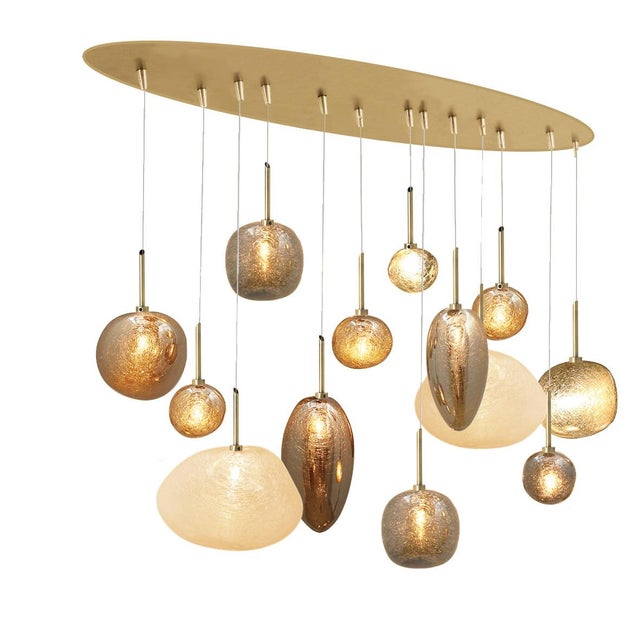 Dark Valleys Mouth-Blown Glass Pendant Light by Riviera Light For Sale - Image 6 of 6