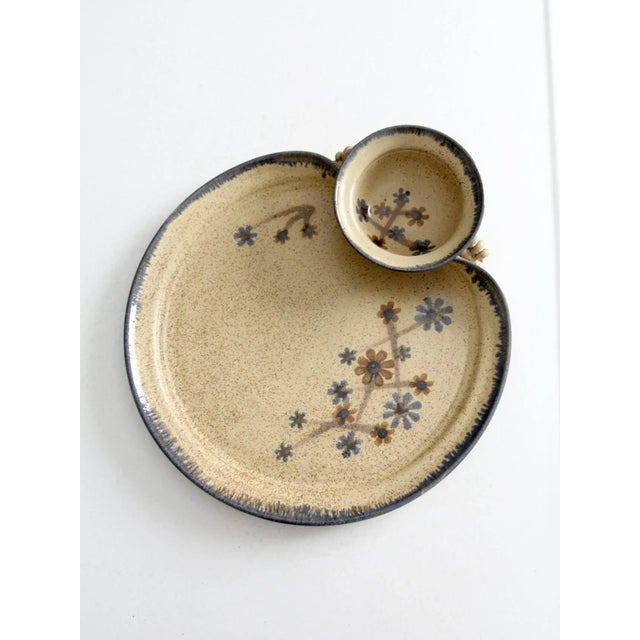 Tan Vintage Studio Pottery Tray With Side Bowl For Sale - Image 8 of 10