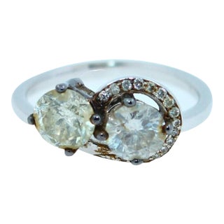 2 Carats Round Shape Brilliant Cut Diamond Double Solitaires Two Stone, Size 7 For Sale