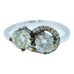 2 Carats Round Shape Brilliant Cut Diamond Double Solitaires Two Stone, Size 7