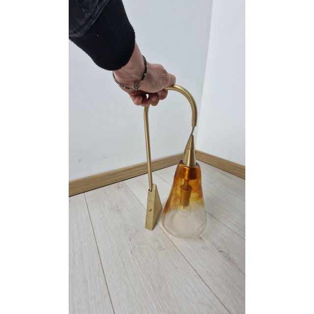 Mid-Century Modern Wall Lamps in Clear Orange Glass and Gold-Plated Brass by La Murrina, 1980s, Set of 2 For Sale - Image 3 of 14
