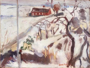 'The Red Farmhouse' by Mogens Erik Christien Vantore, Charlottenberg Museum, Danish Post-Impressionist