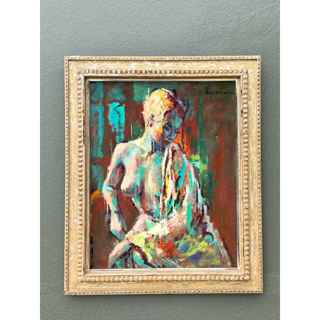 Vintage MCM Original Abstract Figurative Nude on Canvas For Sale - Image 12 of 14