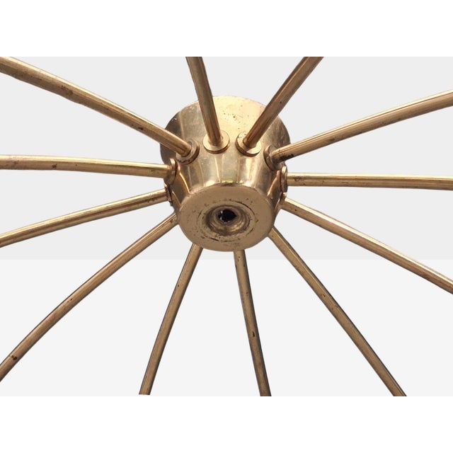 Metal 1960s Style After j.t. Kalmar Mid Century Modern Spider Flushmount Chandelier, Brass For Sale - Image 7 of 12