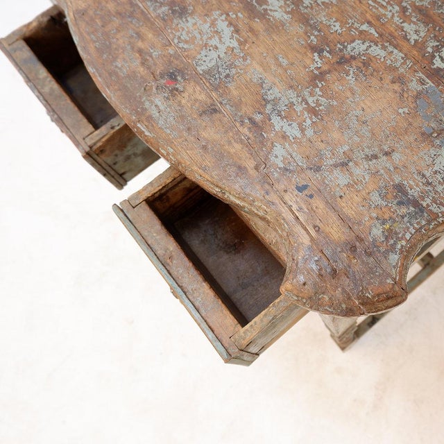 20th Century Wood Side Table with 2 Drawers For Sale - Image 11 of 17