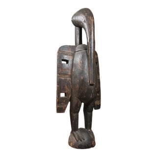 Large Antique Hand Carved African Folk Art Senufo Calao Bird Statue For Sale