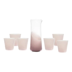 Celerie Kemble Glassware for Chairish Milky Pitcher and Tumblers in Lilac, Set of 7