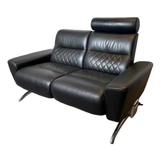 Two-Seat Sofa in Black Leather from Stressless For Sale