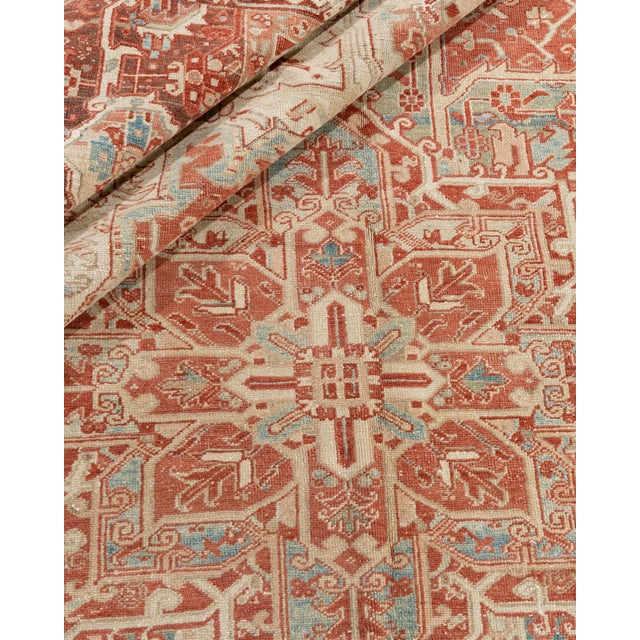 Red Vintage Circa 1940 Heriz Rug 9ft 1in X 12ft 6in For Sale - Image 8 of 17