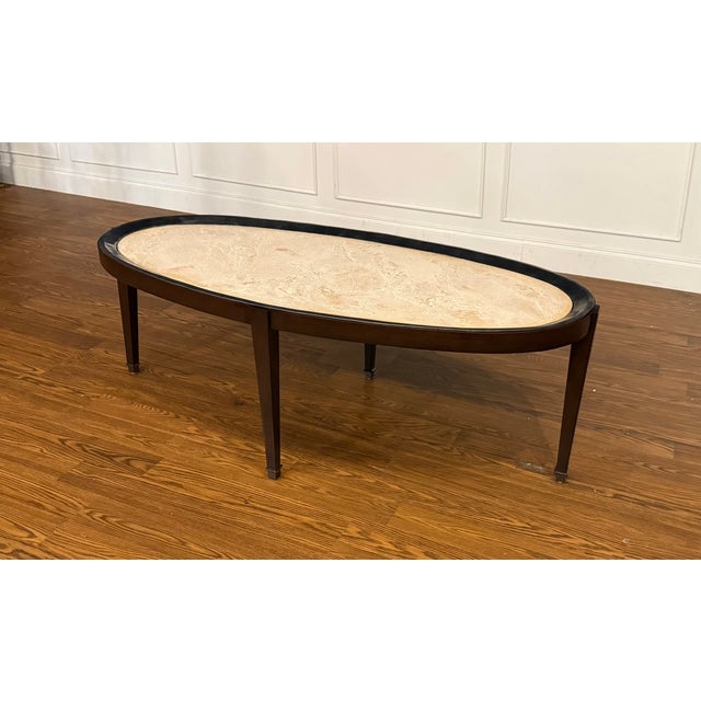 Contemporary Maitland - Smith Oval Transitional Style Cocktail Table For Sale - Image 3 of 14