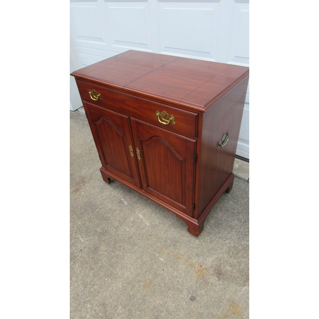 Item: Henkel Harris Server Details: Signed Henkel Harris Great Designer Look/Quality Pieces Cherry Lift Top Beautiful Look...