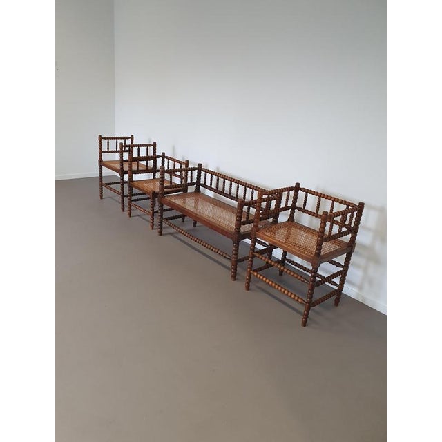 Bobbin Bench and Chairs, Set of 4 For Sale - Image 10 of 14