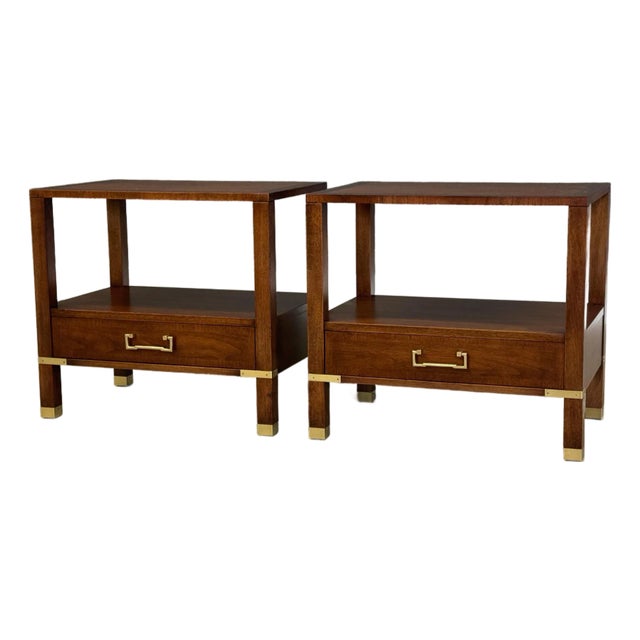Refinished Walnut Nightstands by Sligh Baker - A Pair For Sale