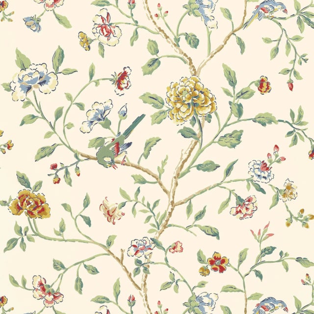 Schumacher Annabelle Vine Wallpaper in Primary For Sale
