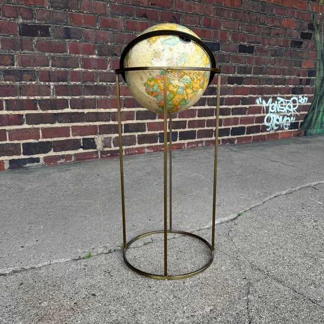 Mid-Century Modern Paul McCobb Style Globe on Brass Stand For Sale - Image 3 of 11