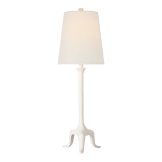 AERIN by Visual Comfort Signature Mathilde 27" Table Lamp in Plaster White with Linen Shade For Sale