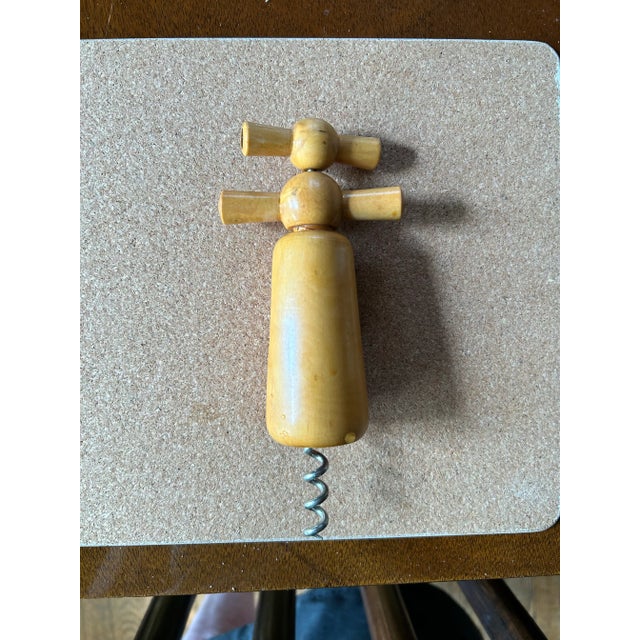 French Vintage French Wood Wine Corkscrew For Sale - Image 3 of 3