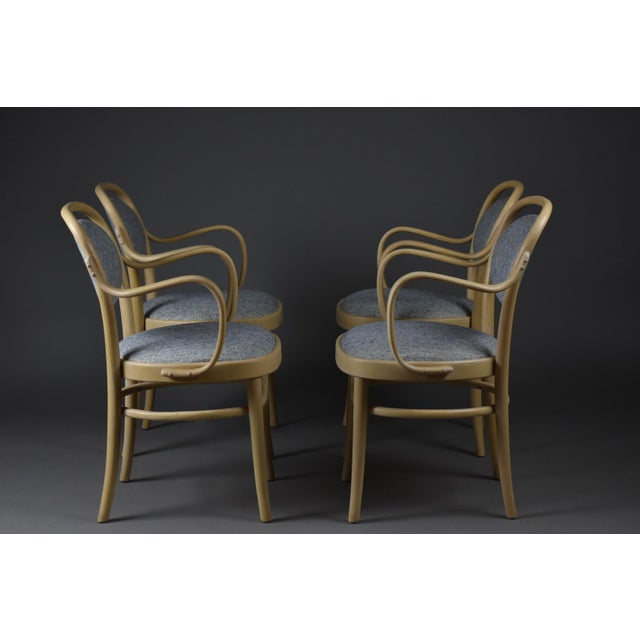 A refined set of four original bentwood dining chairs by Gemla, Sweden’s oldest furniture manufacturer known for its...