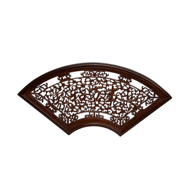 You are looking at this Chinese handmade fan shape wall hanging decor panel with Chinese characters carving ( a harmonious...
