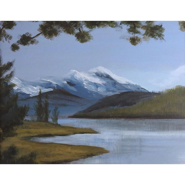 Mid 20th Century Mountain Lake Landscape Painting For Sale