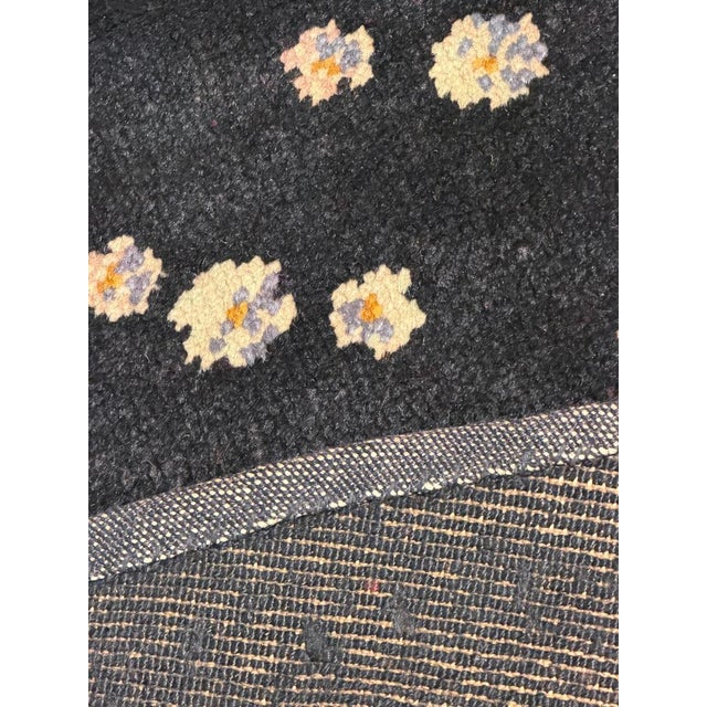 Black Base Rug Decorated with Rose Baskets Made for Theatrical Sets, 1950s For Sale - Image 6 of 15