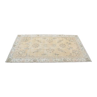 Hanmdade Neutral Oushak Wool Rug For Sale