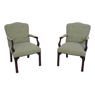 Pair Edward Ferrell Chippendale Mahogany Library Chairs For Sale