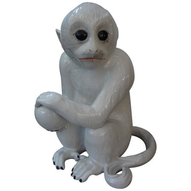 Vintage Italian Glazed Ceramic Monkey Sculpture Chairish