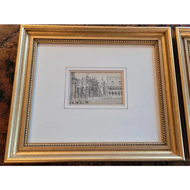 Italian Pair of Venice Etchings by N Erichsen 1904 For Sale - Image 3 of 13