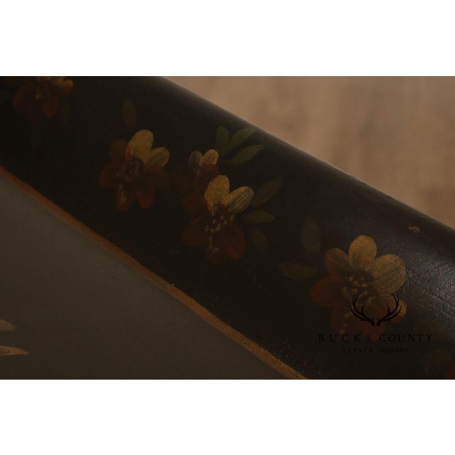 Late 20th Century Tole Painted Tray Top Coffee Table With Gilt Metal Base For Sale - Image 5 of 17
