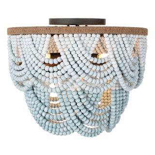 Ombre Wood Bead Flush Mount, Blues For Sale
