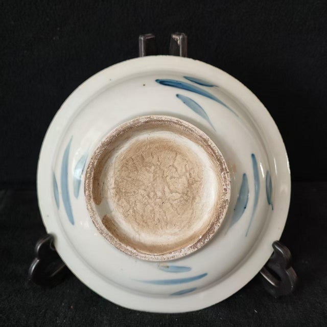 Early 20th Century Chinese Ceramic Plate,Blue and White Porcelain Plate Hand Painted Fish Pattern For Sale - Image 5 of 11