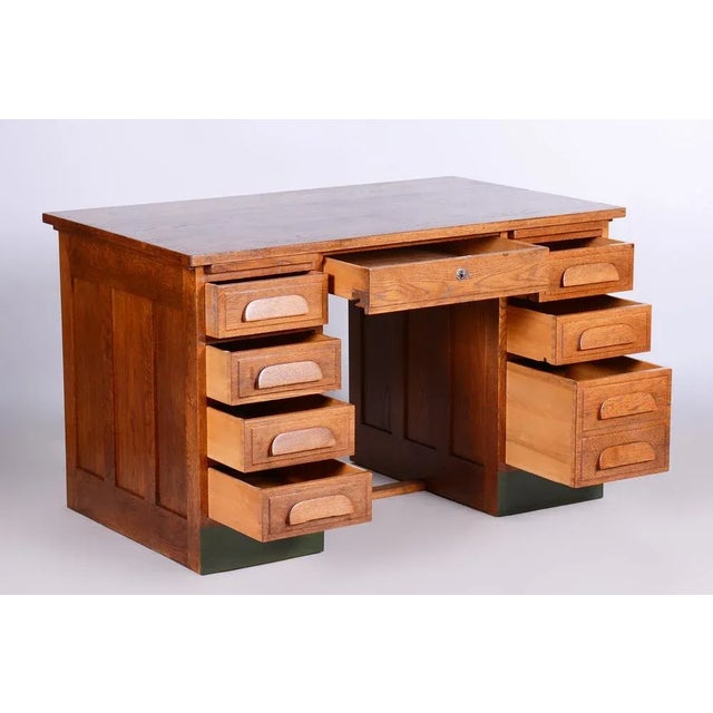 Art Deco Writing Desk in Oak, 1930s For Sale - Image 9 of 13