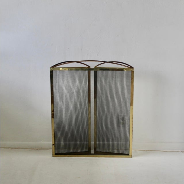 Vintage Neoclassical Style Brass Fire Screen Grille With 3 Panels For Sale In Miami - Image 6 of 18