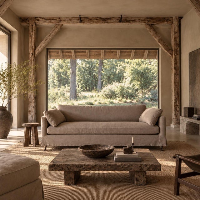 Rudin Sofa Slip Covered by Bloom Home – Fawn For Sale - Image 11 of 11