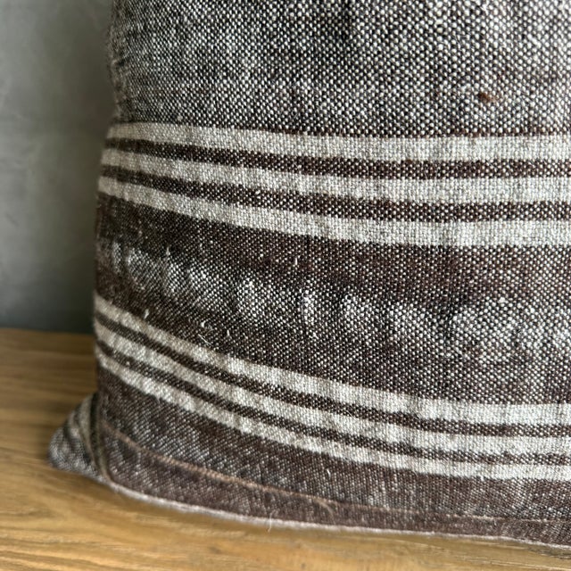 Vintage Rug Pillow Cover With Stripes For Sale - Image 10 of 10