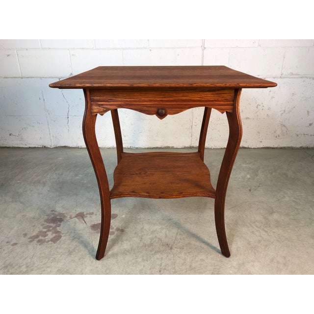 Square Quarter-Sawn Oak Plant Stand For Sale - Image 11 of 11